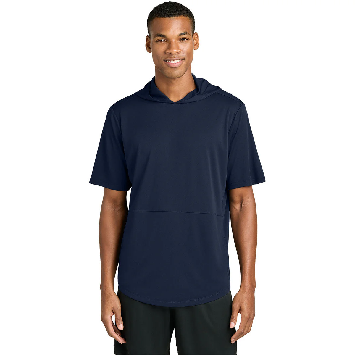 Sport-Tek Men's True Navy Club Short Sleeve Hoodie - Image 3
