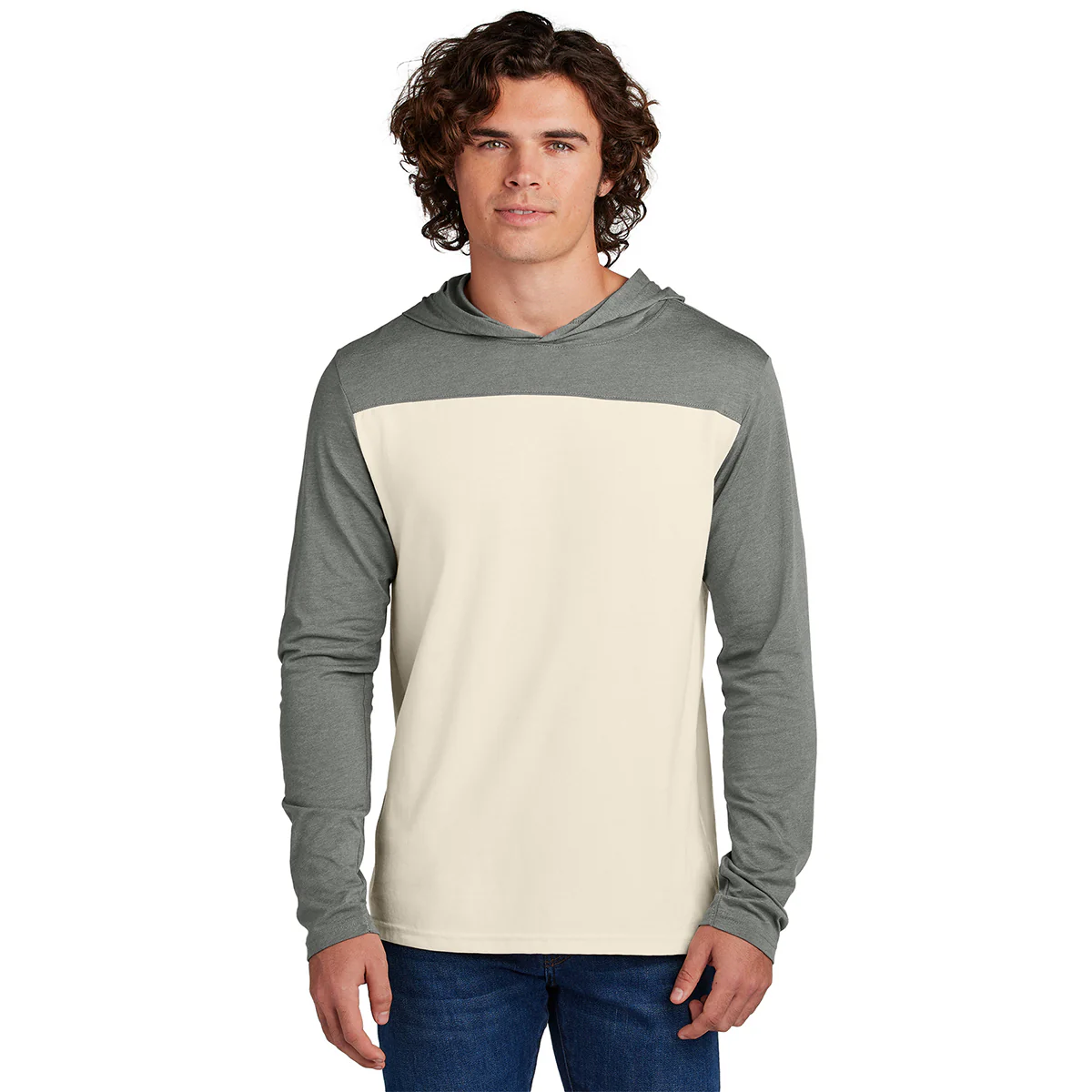 Sport-Tek Unisex Vintage Heather/ Ecru Halftime Long Sleeve Hoodie - Image 3