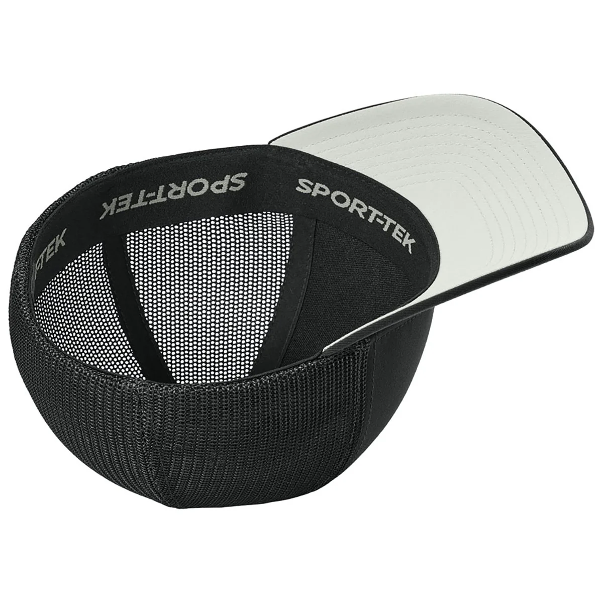 Sport-Tek Black/Black Stretch-Tek Mesh Back Cap - Image 5