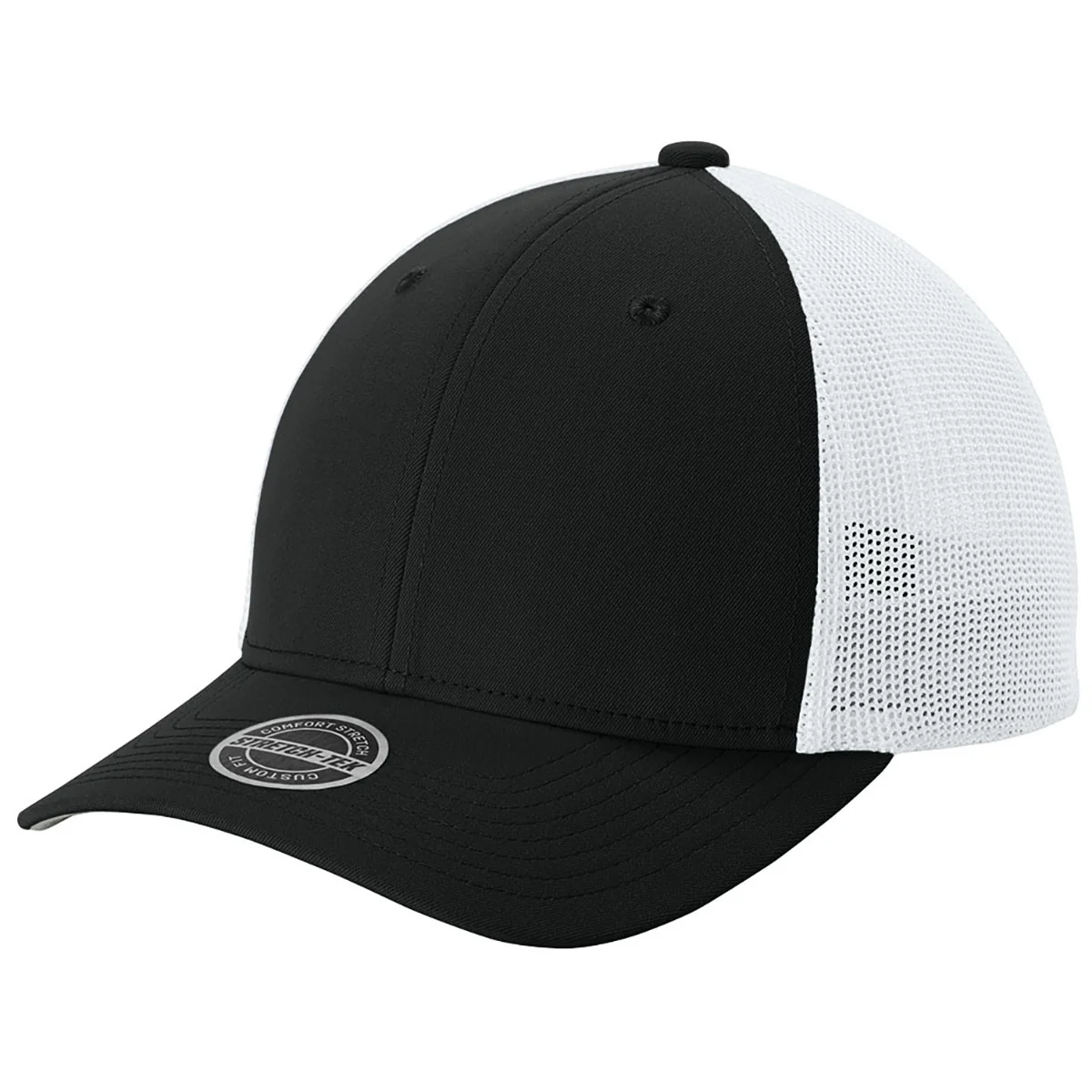 Sport-Tek Black/White Stretch-Tek Mesh Back Cap - Image 6