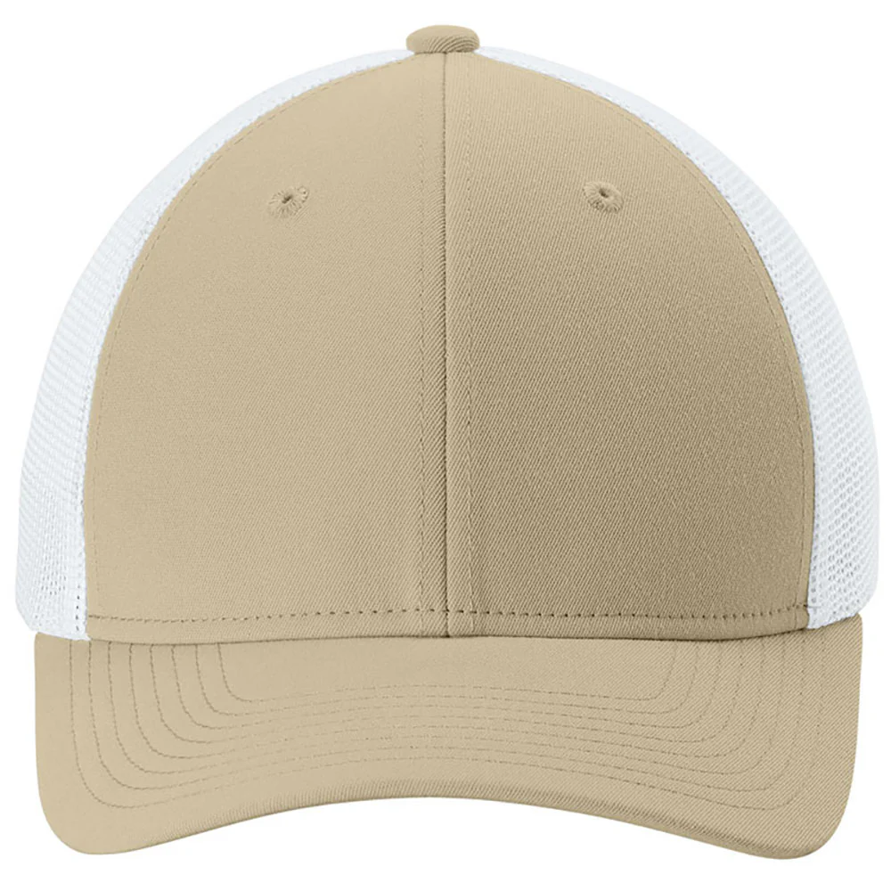 Sport-Tek Sahara/White Stretch-Tek Mesh Back Cap - Image 2