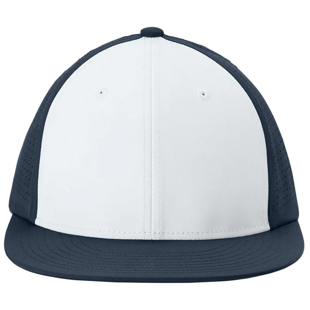 Sport-Tek White/True Navy/True Navy Pro-Cut Stretch-Tek Cap - Image 2