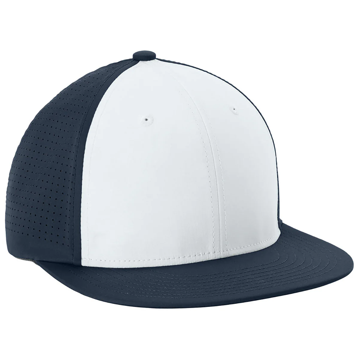 Sport-Tek White/True Navy/True Navy Pro-Cut Stretch-Tek Cap - Image 4