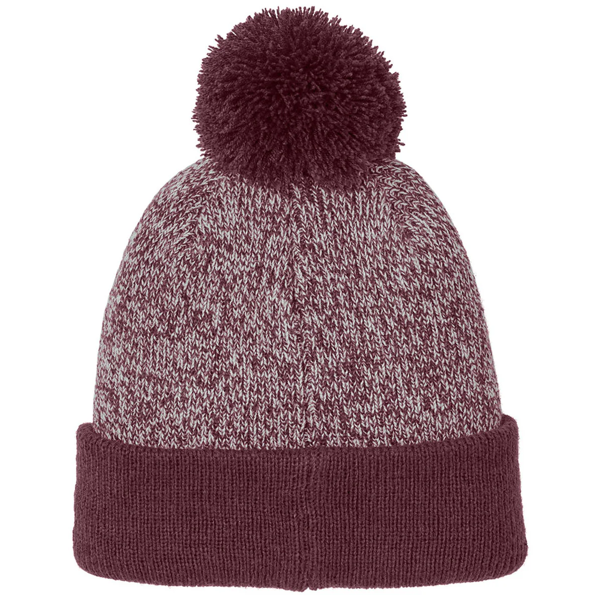Sport-Tek Maroon/Silver Halftime Heather Pom Beanie - Image 2