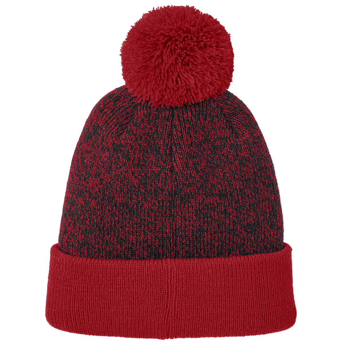 Sport-Tek Deep Red/Black Halftime Heather Pom Beanie - Image 2