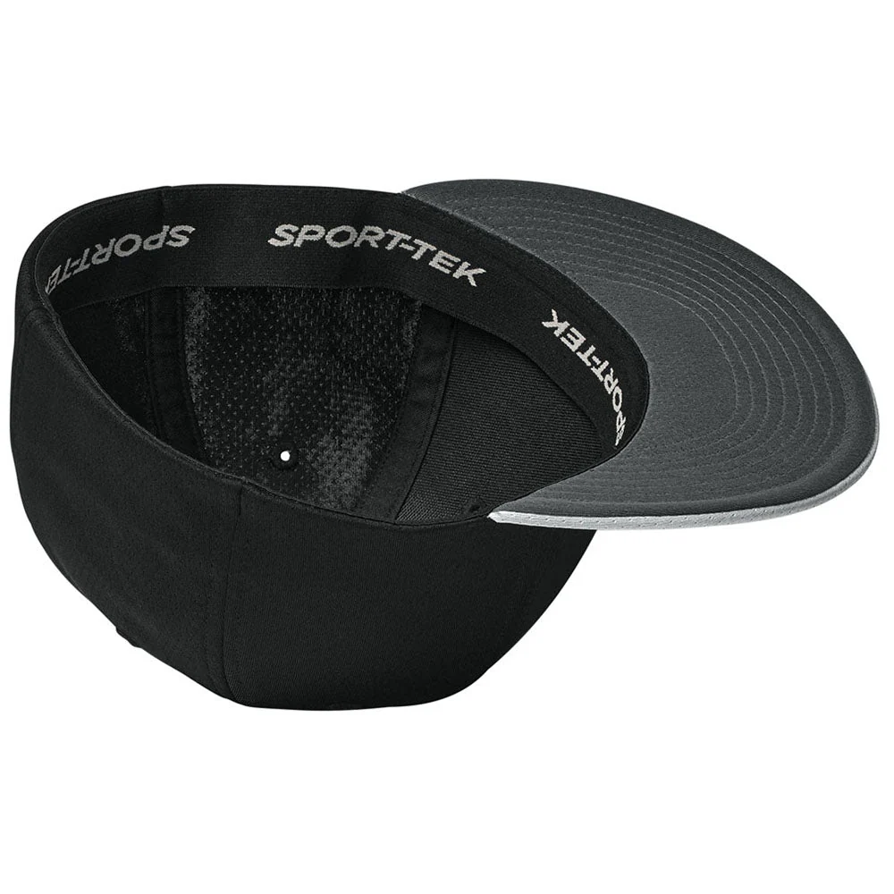 Sport-Tek Black/Silver/Black Impact Mesh Stretch-Tek Cap - Image 4