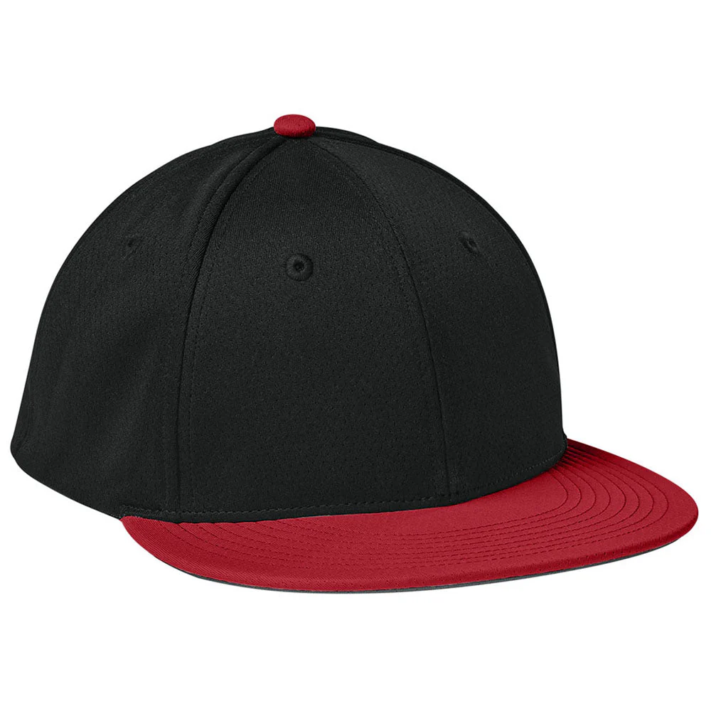 Sport-Tek Black/Deep Red/Black Impact Mesh Stretch-Tek Cap - Image 3