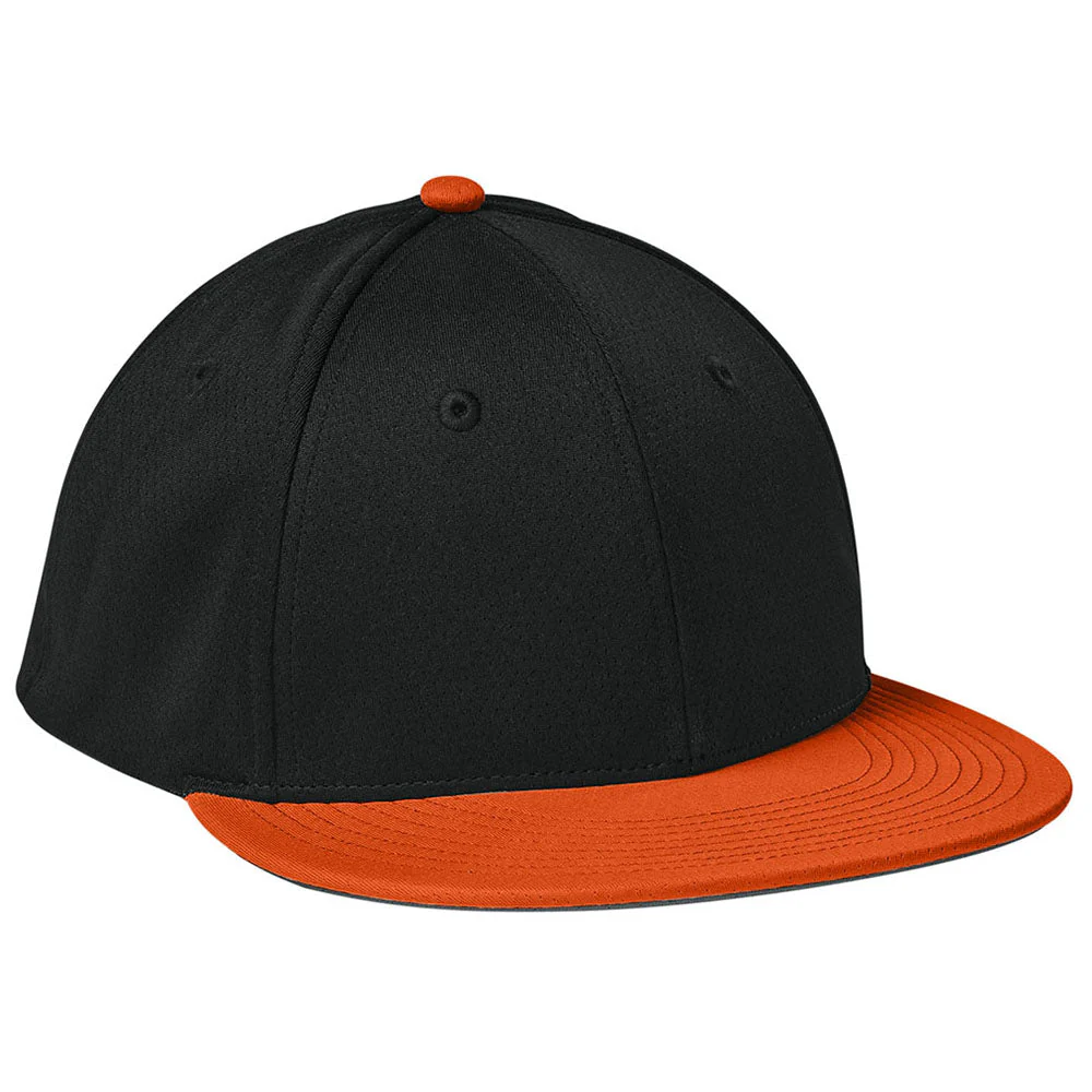 Sport-Tek Black/Deep Orange/Black Impact Mesh Stretch-Tek Cap - Image 3