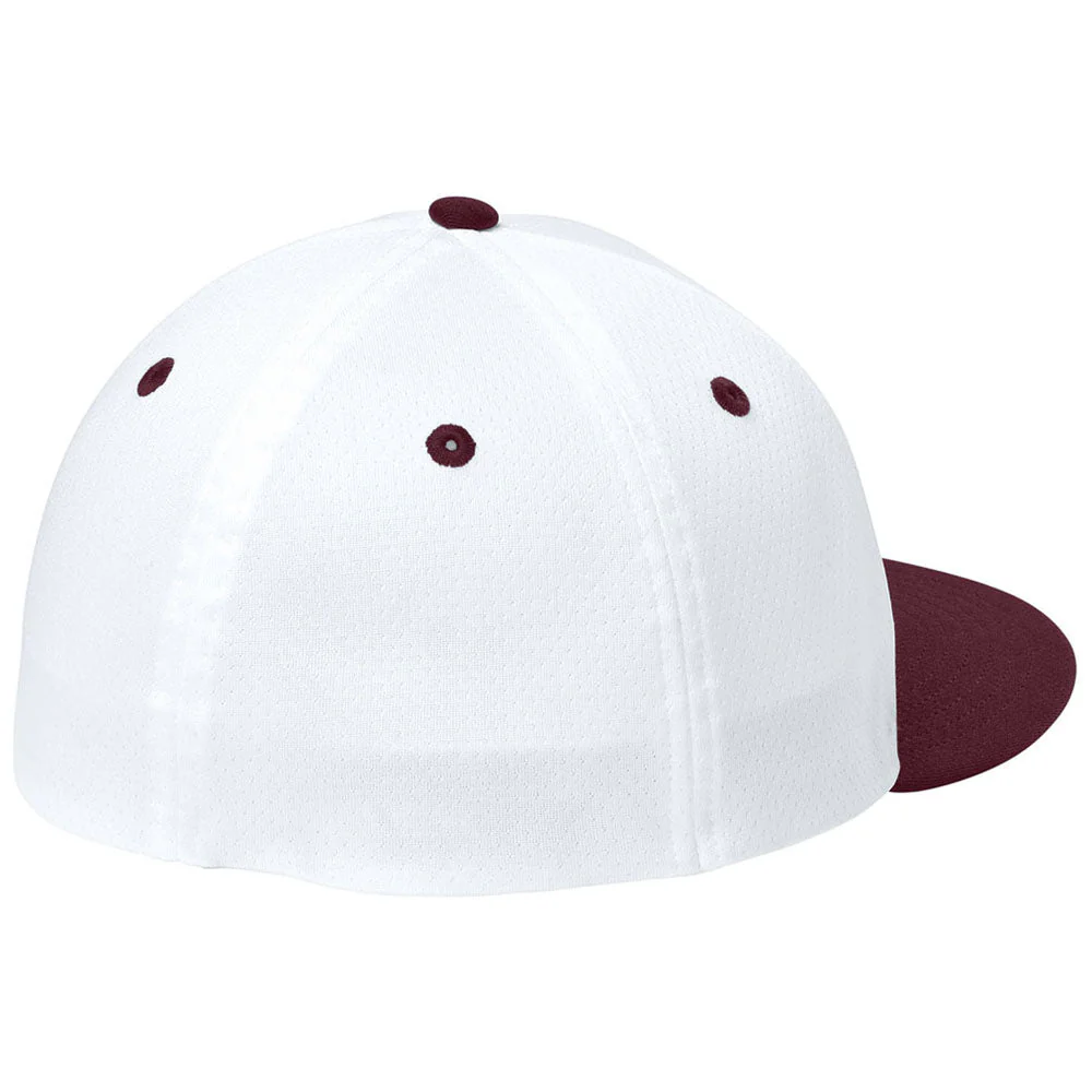 Sport-Tek White/Maroon/White Impact Mesh Stretch-Tek Cap - Image 2