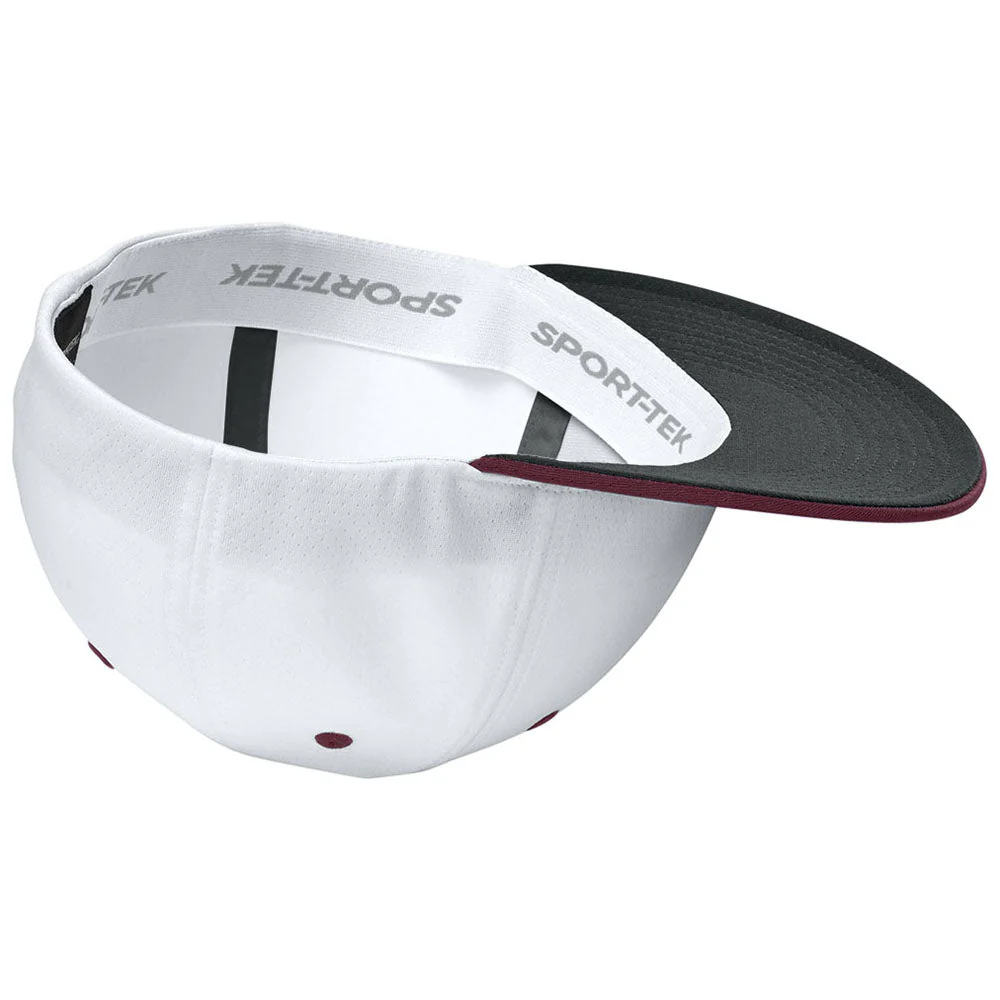 Sport-Tek White/Maroon/White Impact Mesh Stretch-Tek Cap - Image 4