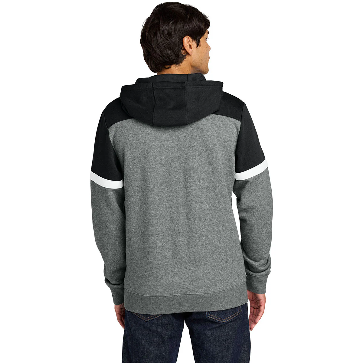 Sport-Tek Men's Black/Vintage Heather Drive Fleece Colorblock Hoodie - Image 4