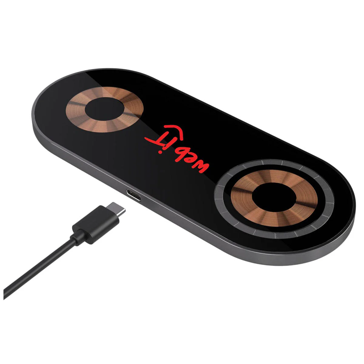 Innovations Gun Metal/Black Glass Top Dual Wireless Charging Pad - Image 3