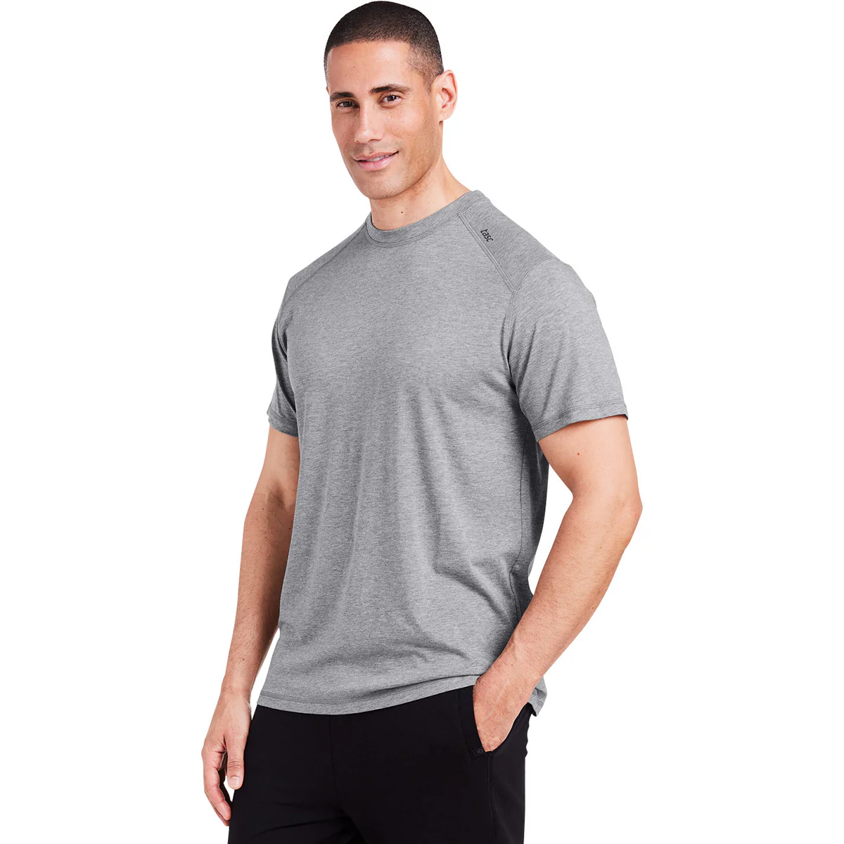 tasc Men's Heather Grey Carrollton Fitness T-Shirt - Image 6