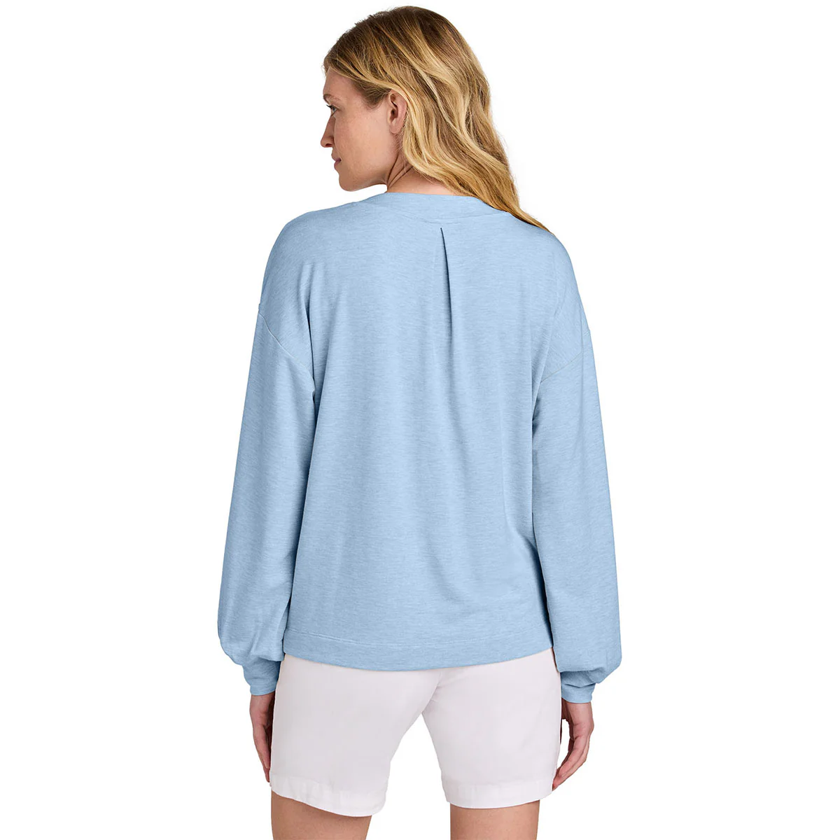 TravisMathew Women's Kentucky Blue Heather Long Weekend V-Neck - Image 4