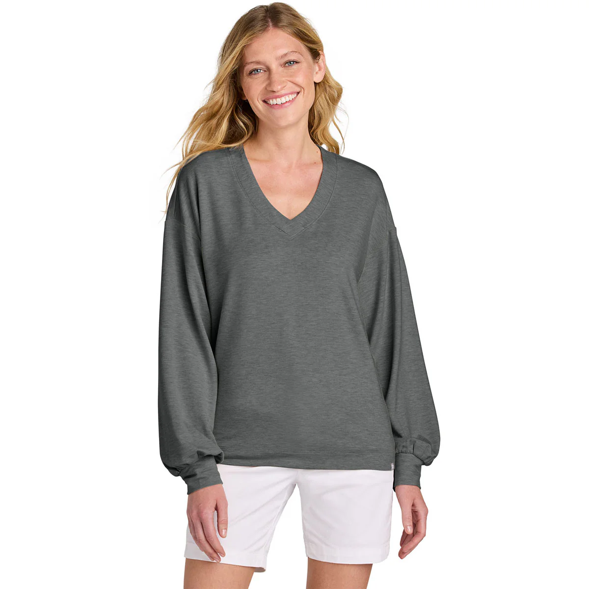 TravisMathew Women's Dark Grey Heather Long Weekend V-Neck - Image 3
