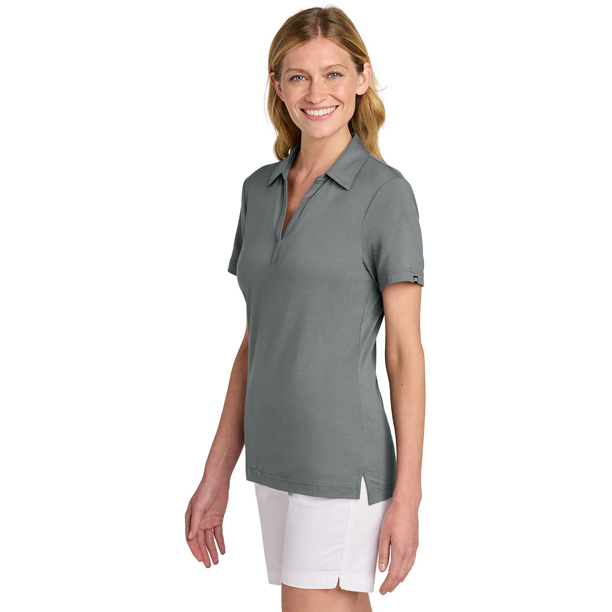TravisMathew Women's Quiet Shade Grey Glenview Solid Polo - Image 5