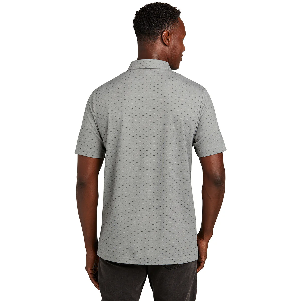 TravisMathew Men's Quiet Shade Grey Heather/Dark Grey Oceanside Geo Polo - Image 4