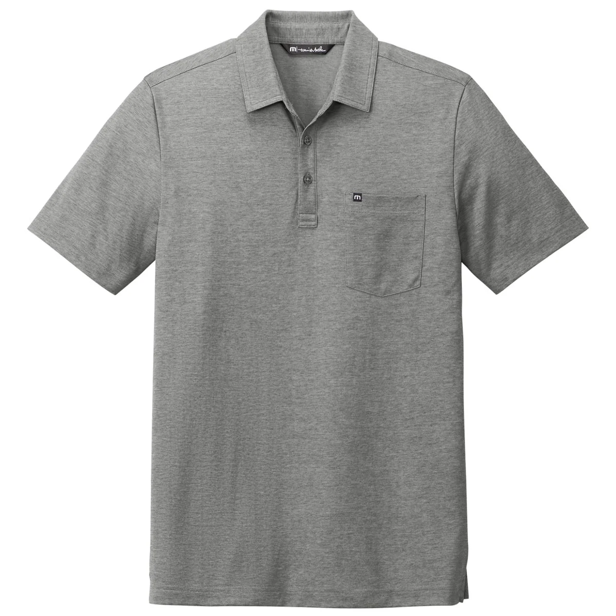 TravisMathew Men's Quiet Shade Grey Heather Oceanside Heather Pocket Polo