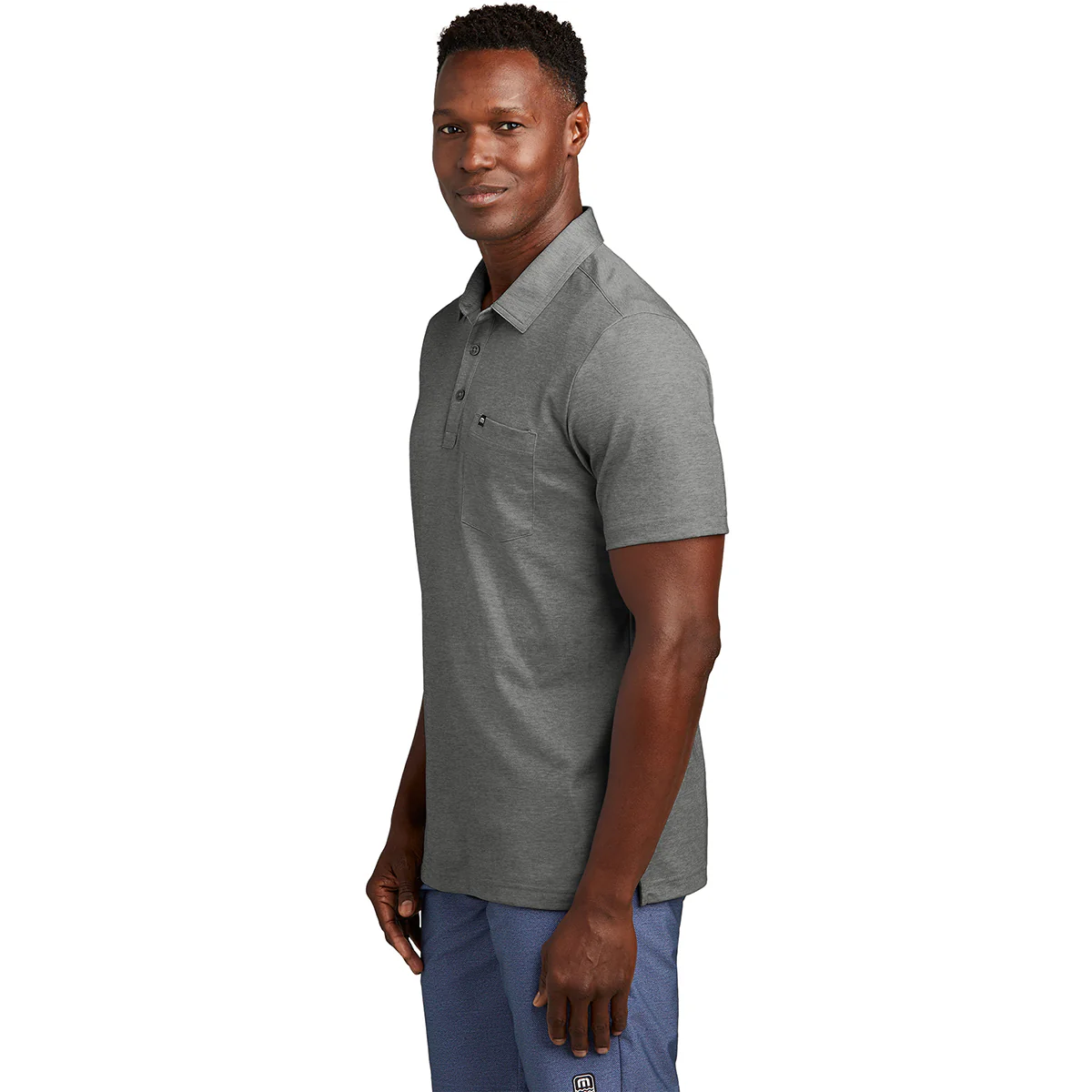 TravisMathew Men's Quiet Shade Grey Heather Oceanside Heather Pocket Polo - Image 5