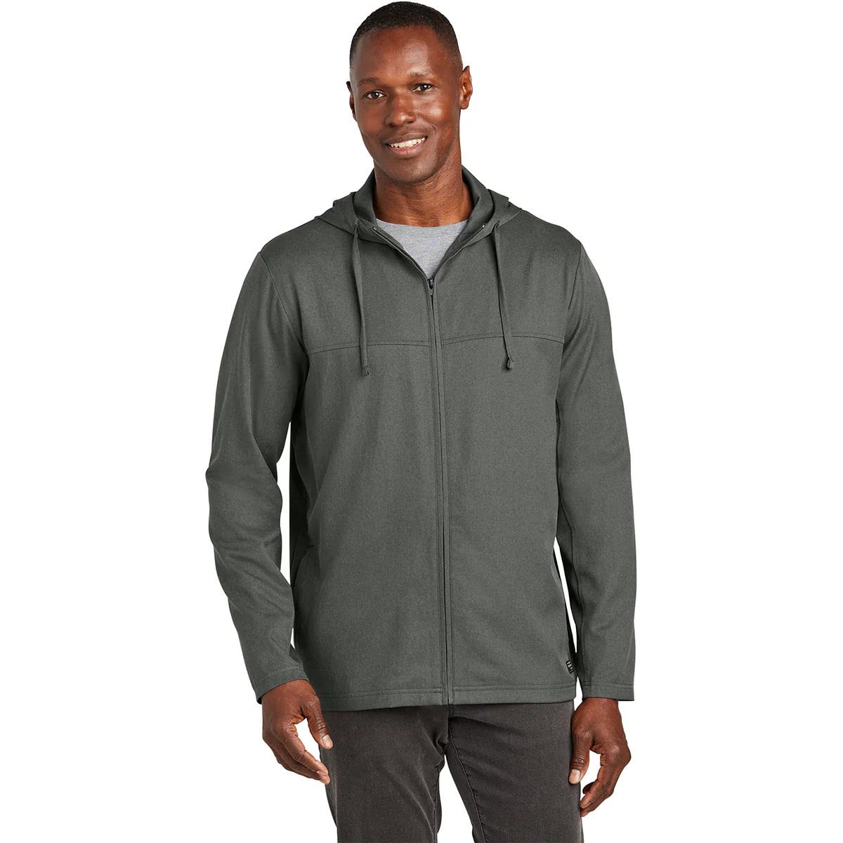 TravisMathew Men's Dark Grey Heather Balboa Hoodied Full-Zip Jacket - Image 3