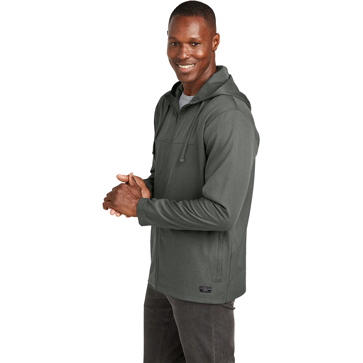 TravisMathew Men's Dark Grey Heather Balboa Hoodied Full-Zip Jacket - Image 5