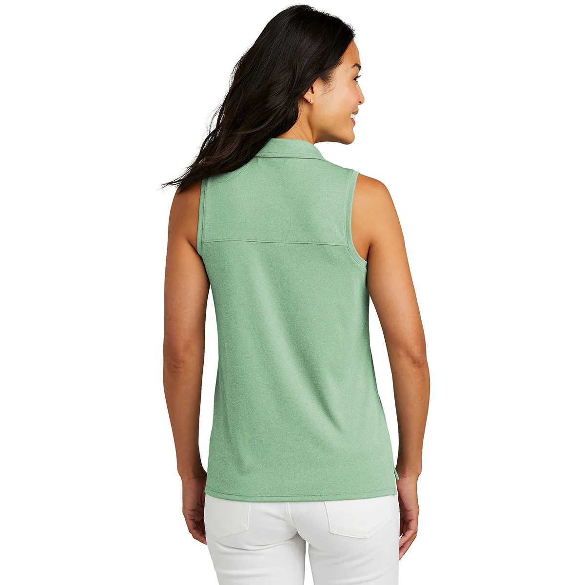 TravisMathew Women's Beryl Green Heather Coto Performance Sleeveless Polo - Image 4