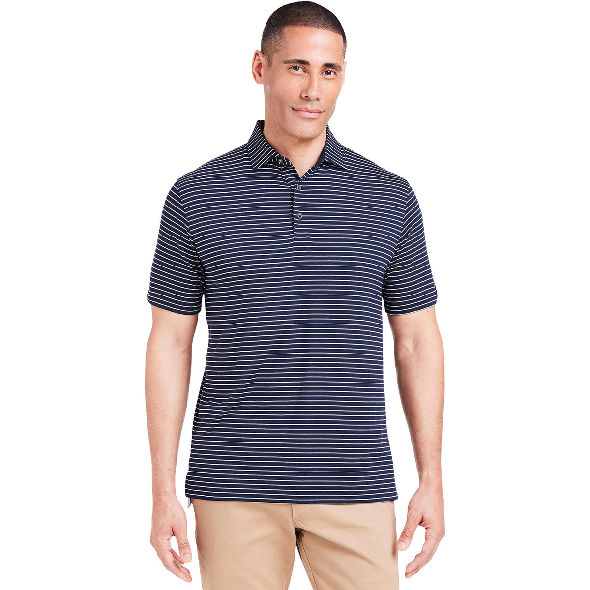 tasc Men's Classic Navy/White Cloud Lightweight Polo Brookline Stripe - Image 4