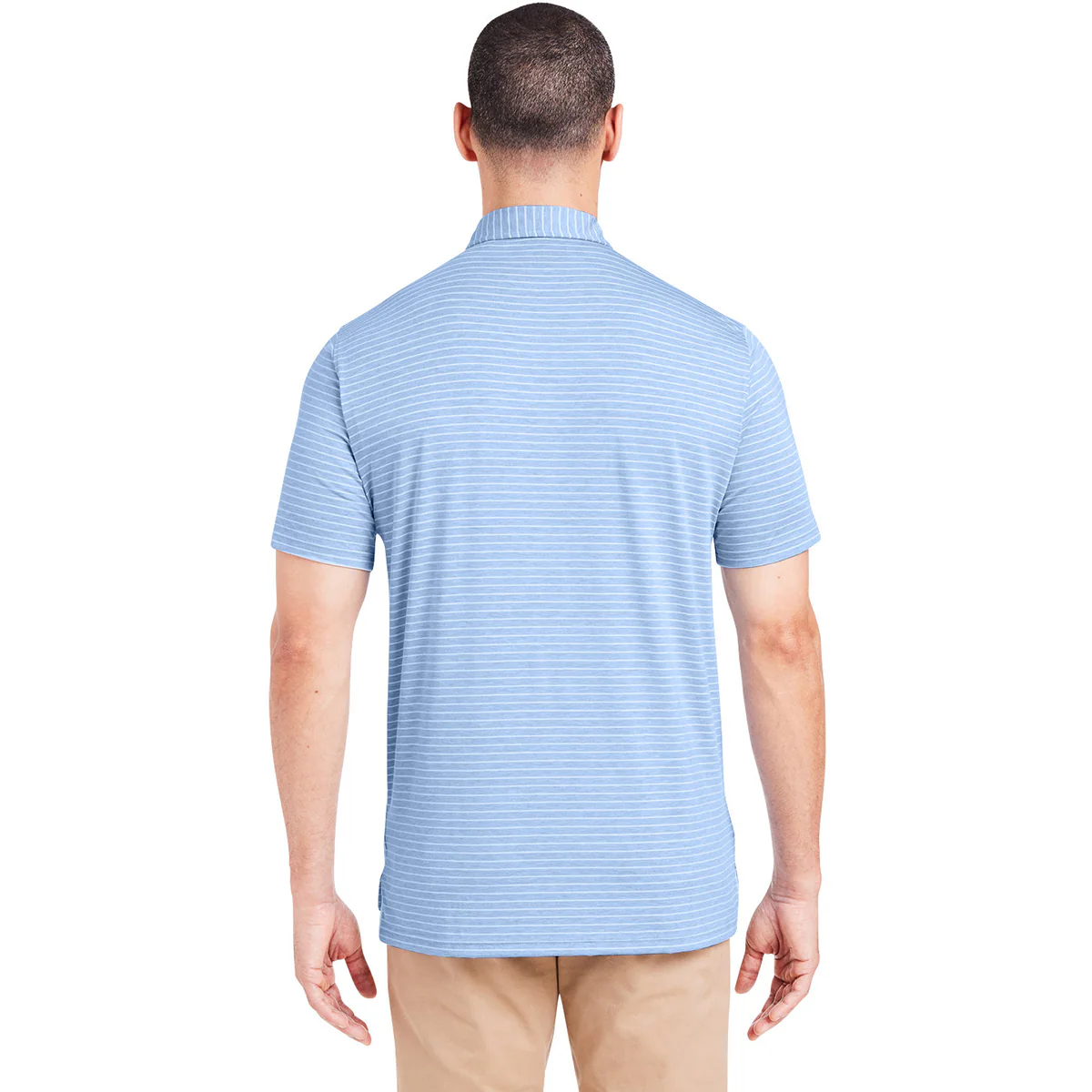 tasc Men's Polar Heather/White Cloud Lightweight Polo Brookline Stripe - Image 5