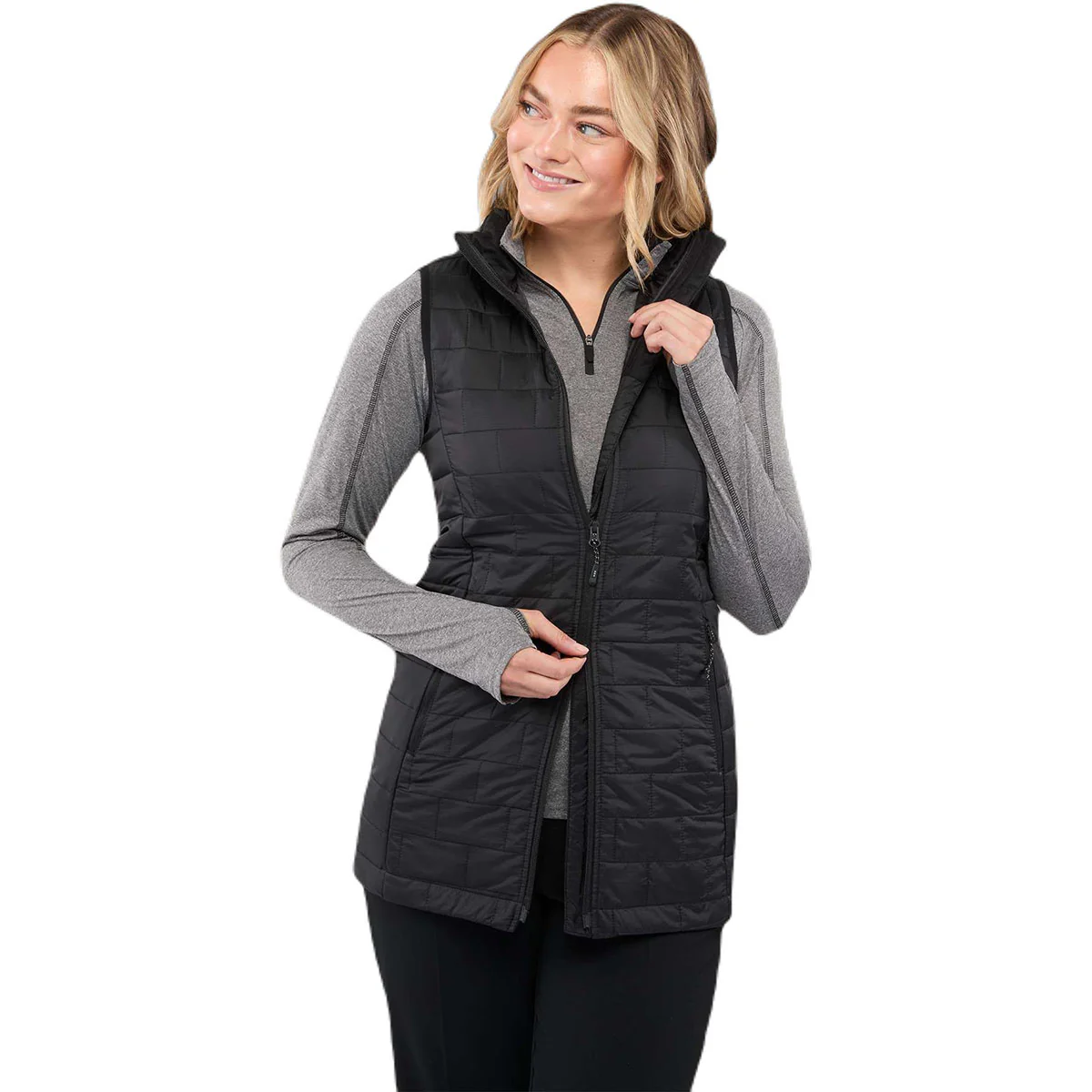 Elevate Women's Black Telluride Lightweight Packable Insulated Puffer Vest - Image 3