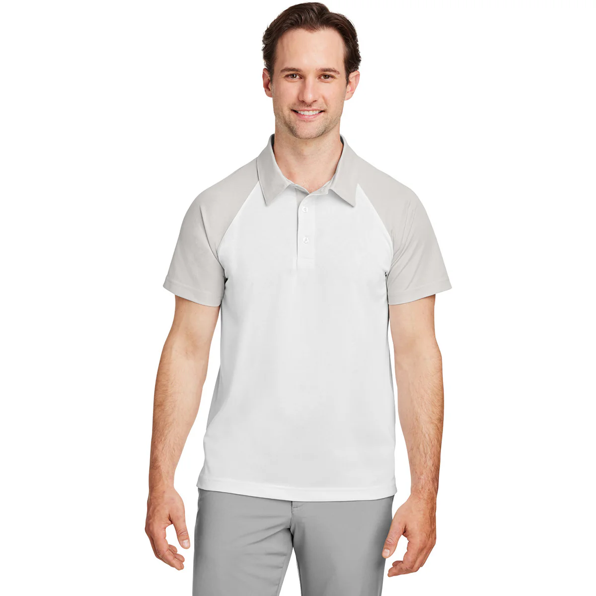 Team 365 Men's White/Sport Silver Command Snag-Protection Colorblock Polo - Image 4