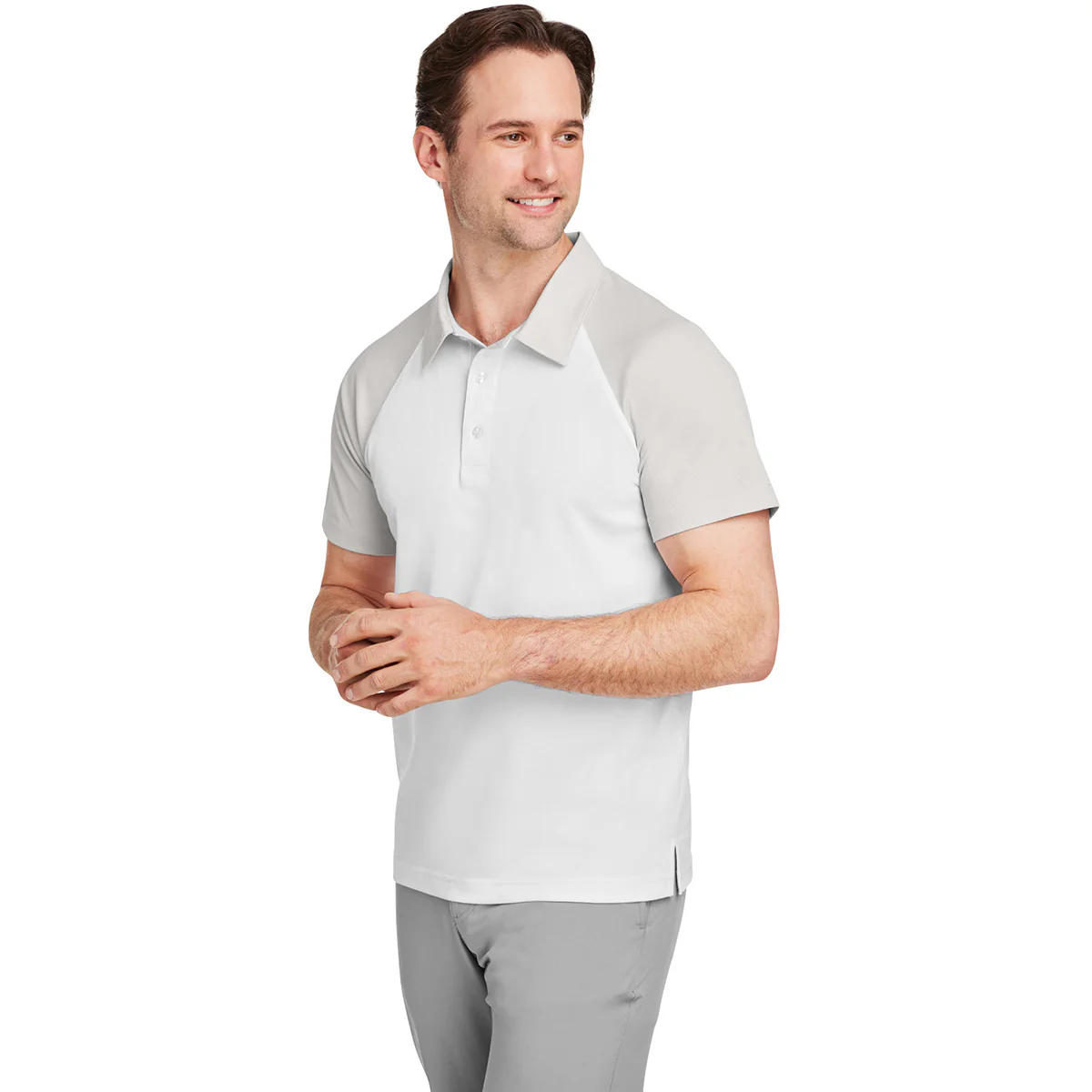 Team 365 Men's White/Sport Silver Command Snag-Protection Colorblock Polo - Image 6
