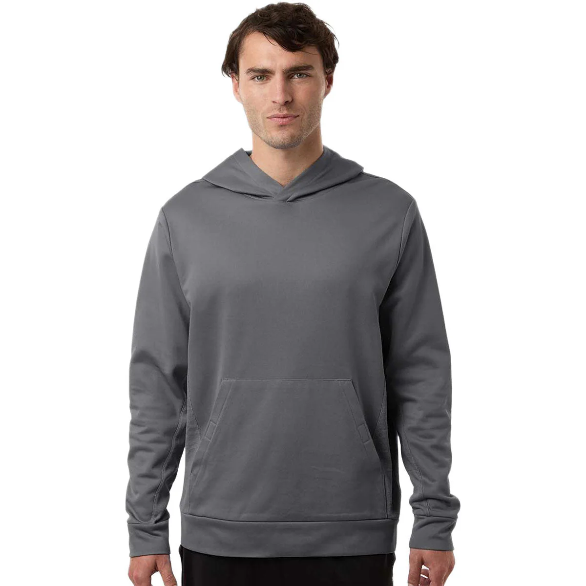 Team 365 Unisex Sport Graphite Squad Hooded Tech Fleece Pullover - Image 3