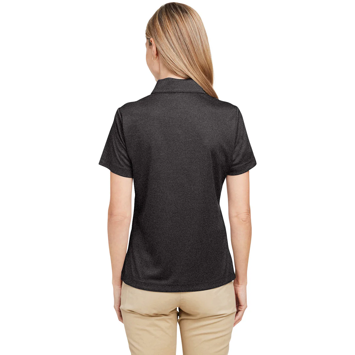 Team 365 Women's Black Heather Zone Sonic Heather Performance Polo - Image 5