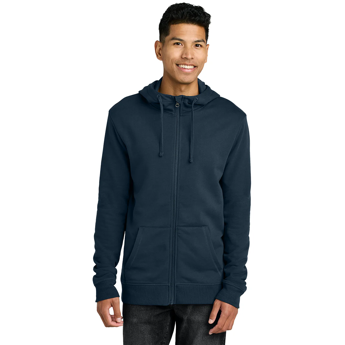 tentree Men's Dress Blue Organic Cotton Fleece Full-Zip Hoodie - Image 3