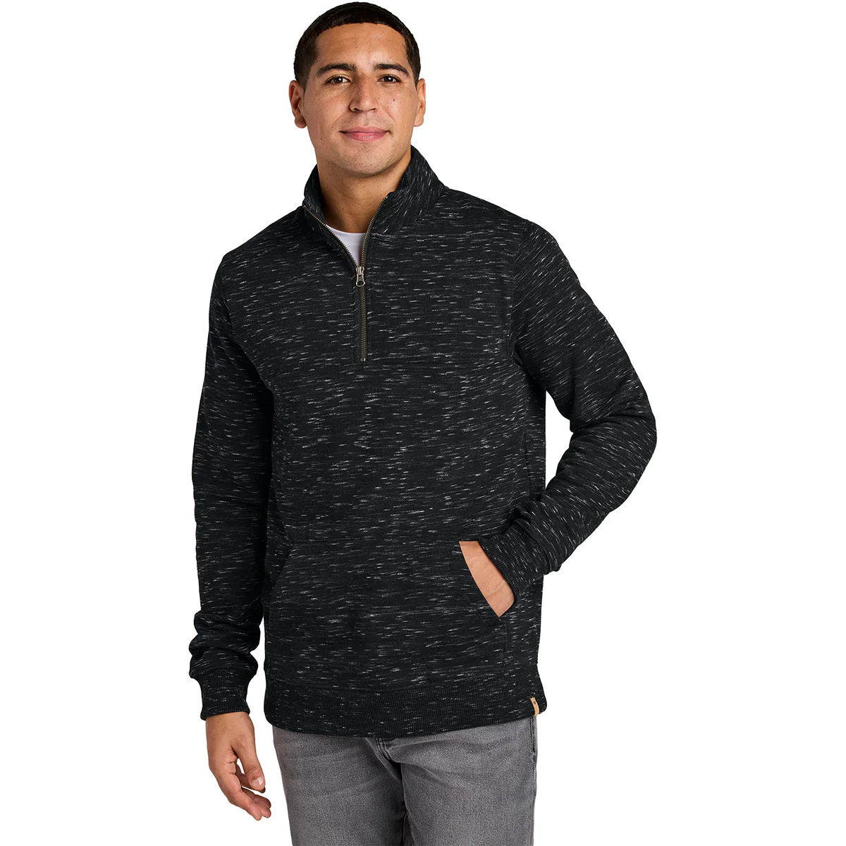 tentree Men's Meteorite Black Space Dye Space Dye Fleece 1/4-Zip - Image 3