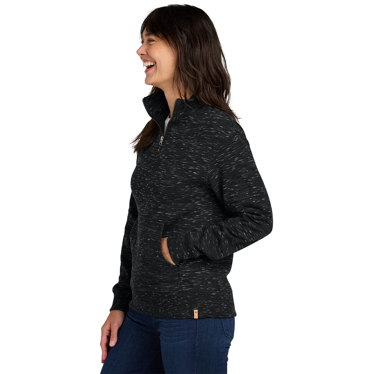tentree Women's Meteorite Black Space Dye Space Dye Fleece 1/4-Zip - Image 5