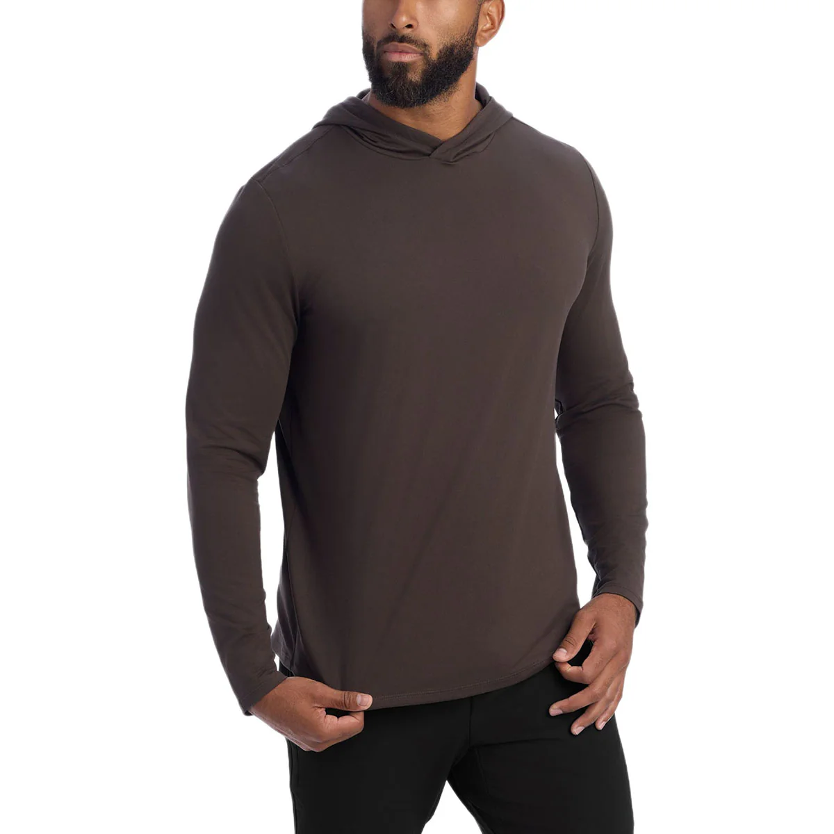 UNRL Men's Espresso Ultra Hooded Long Sleeve - Image 5