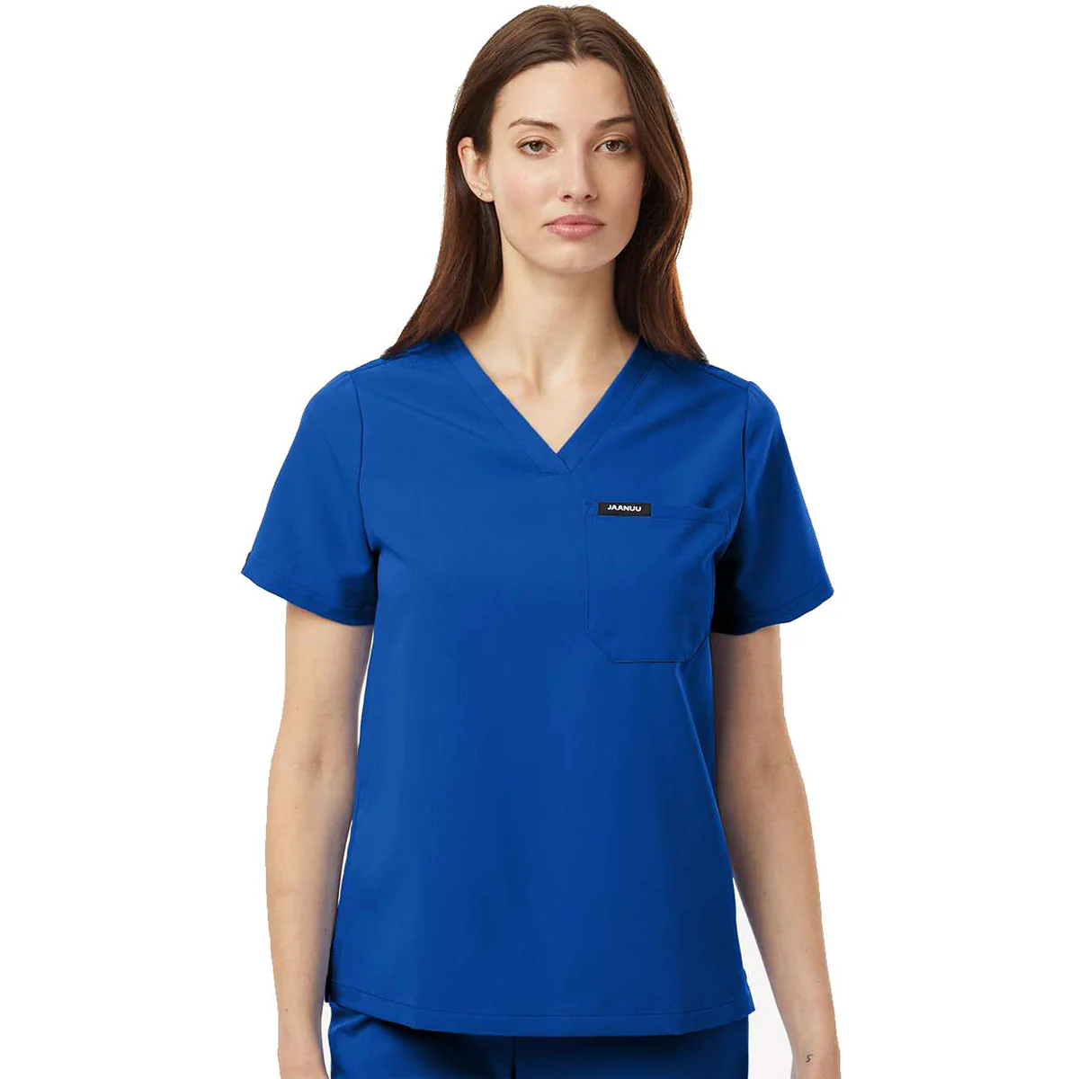 Jaanuu Women's Royal Blue Rhena Essential 1-Pocket Scrub V-Neck Top - Image 3