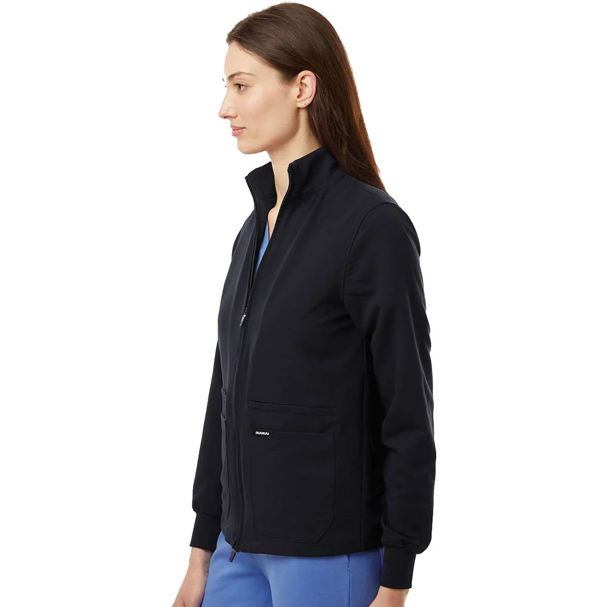 Jaanuu Women's Black Ceri Essential Full-Zip 6-Pocket Scrub Jacket - Image 5
