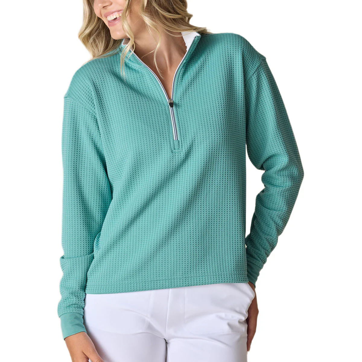 Straight Down Women's Sea Green Opal Half Zip - Image 2