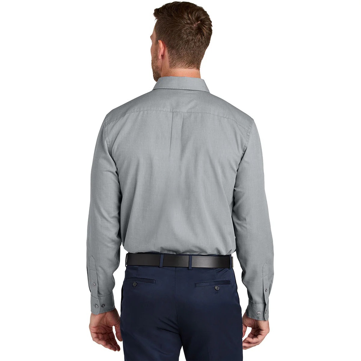 Port Authority Men's Gusty Grey Long Sleeve Nailhead Easy Care Shirt - Image 4