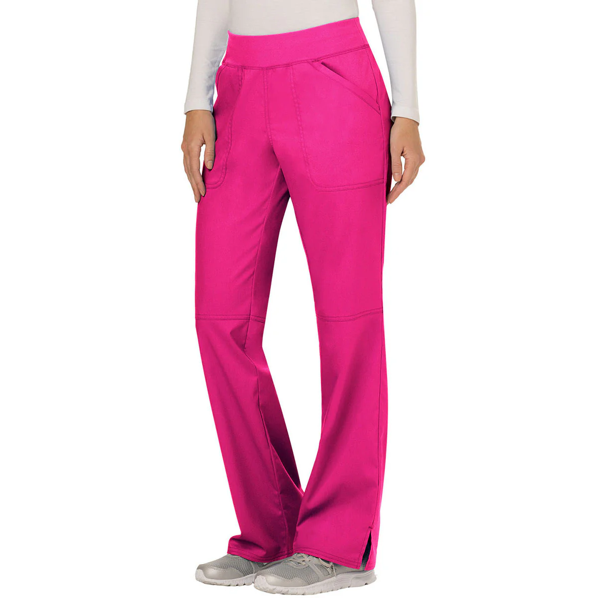 Cherokee Women's Electric Pink Workwear Revolution Mid Rise Pull-on Cargo Pant - Image 3
