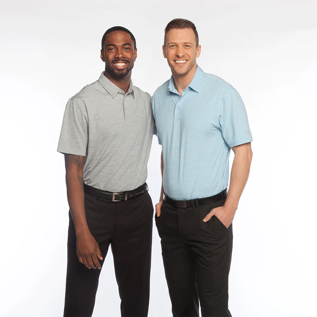 48-Hour Zusa Men's Summer Sky Heather Stripe Polo - Image 5
